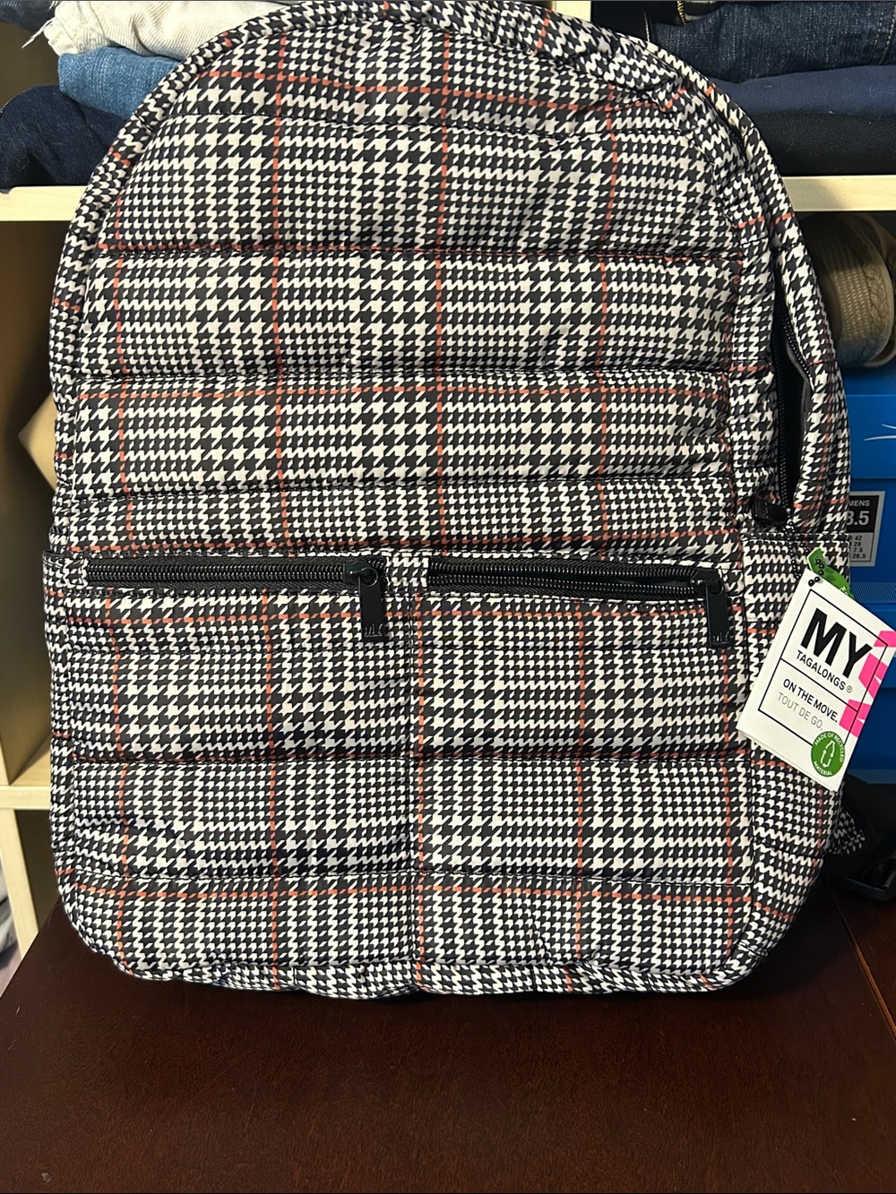 MYTAGALONGS Houndstooth Plaid Laptop Backpack NWT 15”
